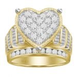 LADIES RING 2 CT ROUND/BAGUETTE DIAMOND 10K YELLOW GOLD