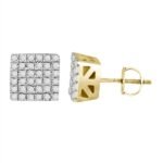 MEN'S EARRINGS 1/4 CT ROUND DIAMOND 10K YELLOW GOLD