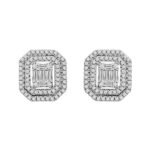 LADIES EARRINGS 3/4 CT ROUND/BAGUETTET DIAMOND 14K WHITE GOLD