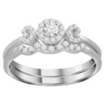 LADIES BRIDAL RING SET 1/3 CT ROUND DIAMOND 10K WHITE GOLD