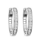 LADIES HOOPS 1/2 CT ROUND DIAMOND 10K WHITE GOLD