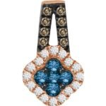 LADIES PENDANT 1/2 CT ROUND/BLUE/CAPPUCCINO DIAMOND 10K ROSE GOLD
