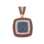 LADIES EARRINGS 1/2 CT WHITE/BLUE/CHOCOLATE ROUND DIAMOND 10K ROSE GOLD