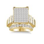 LADIES RING 4 CT ROUND/BAGUETTE/PRINCESS INV DIAMOND 10K YELLOW GOLD