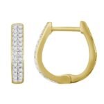 LADIES HOOPS 1/6 CT ROUND DIAMOND 10K YELLOW GOLD