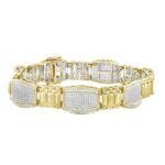 1.85CT RD DIAMONDS SET IN 10KT YELLOW GOLD MENS BRACELET