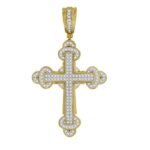 MEN'S CROSS 1/2 CT ROUND DIAMOND 10K YELLOW GOLD