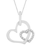 LADIES HEART PENDANT 1/20 CT ROUND DIAMOND 10K WHITE GOLD