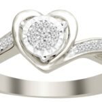 LADIES RING 1/10 CT ROUND DIAMOND 10K WHITE GOLD