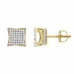 MEN'S EARRINGS 1/4 CT ROUND DIAMOND 10K YELLOW GOLD