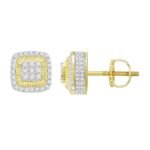MEN'S EARRINGS 1/2 CT ROUND DIAMOND 10K YELLOW GOLD