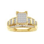 LADIES RING 1 CT ROUND/PRINCESS/BAGUETTE DIAMOND 10K YELLOW GOLD
