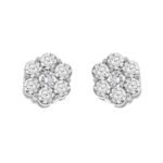 LADIES EARRINGS 2 CT ROUND DIAMOND 14K WHITE GOLD