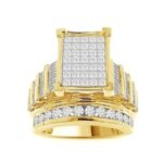 LADIES RING 3 CT ROUND/PRINCESS/BAGUETTE DIAMOND 10K YELLOW GOLD