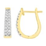LADIES HOOPS 1/2 CT ROUND DIAMOND 14K YELLOW GOLD