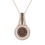 LADIES PENDANT 1/4 CT WHITE/CHOCOLATE ROUND DIAMOND 10K ROSE GOLD