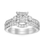 LADIES RING 1 1/4 CT ROUND/PRINCESS DIAMOND 14K WHITE GOLD