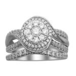 LADIES RING 1 CT ROUND DIAMOND 14K WHITE GOLD