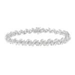 LADIES BRACELET 3 CT ROUND/BAGUETTE DIAMOND 10K WHITE GOLD