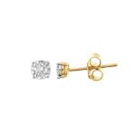LADIES EARRINGS 1/4 CT ROUND DIAMOND 10K YELLOW GOLD