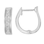 LADIES HOOPS 1/10 CT ROUND DIAMOND SILVER