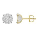 LADIES EARRINGS 1/4 CT ROUND DIAMOND 10K YELLOW GOLD