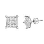 LADIES EARRINGS 1/2 CT PRINCESS DIAMOND 10K WHITE GOLD