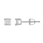 LADIES EARRINGSS 1/10  CT PRINCESS DIAMOND 10K WHITE GOLD