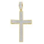 MEN'S CROSS 1/2 CT ROUND DIAMOND 10K YELLOW GOLD