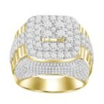 MEN'S RING 3 CT ROUND DIAMOND 10K YELLOW GOLD
