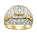 MEN'S RING 1 CT ROUND DIAMOND 10K YELLOW GOLD