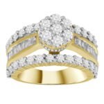 LADIES RING 4 CT ROUND/BAGUETTE DIAMOND 10K YELLOW GOLD
