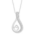 LADIES PENDANT 0.03 CT ROUND DIAMOND SILVER