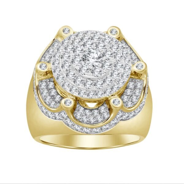 MEN'S RING 2 1/2 CT ROUND DIAMOND 10K YELLOW GOLD