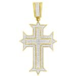 MEN'S CROSS 5/8 CT ROUND DIAMOND 10K YELLOW GOLD