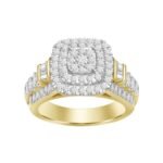 LADIES RING 1 1/2 CT ROUND/BAGUETTE DIAMOND 10K YELLOW GOLD