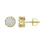 MEN'S EARRINGS 3/4 CT ROUND DIAMOND 10K YELLOW GOLD