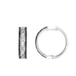LADIES HOOP 1 CT WHITE/BLACK ROUND DIAMOND 14K WHITE GOLD