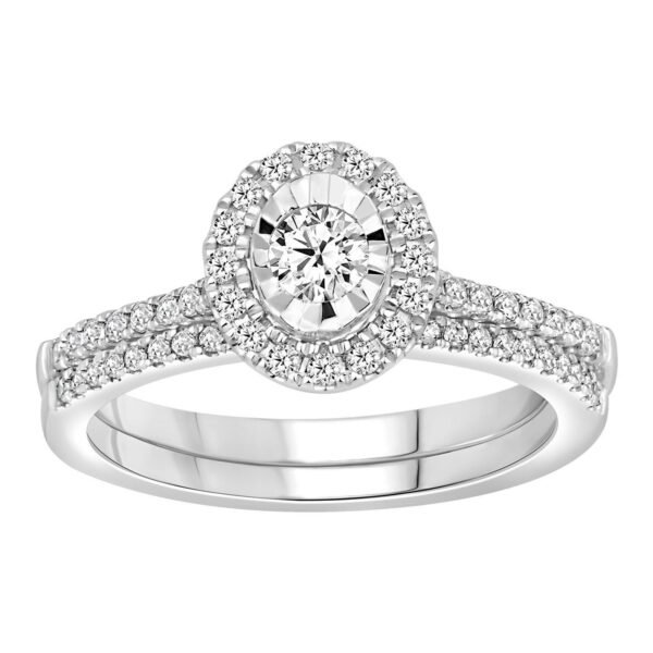 LADIES BRIDAL RING SET 5/8  CT ROUND DIAMOND 14K WHITE GOLD