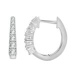LADIES HOOP 1/2 CT ROUND DIAMOND 10K WHITE GOLD
