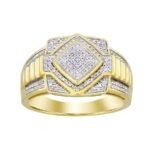 MEN'S RING 1/4  CT ROUND DIAMOND 10K YELLOW GOLD