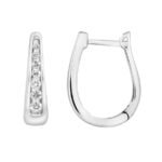 LADIES HOOP 1 CT ROUND DIAMOND 10K WHITE GOLD