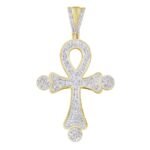 MEN'S CROSS 3/4 CT ROUND DIAMOND 14K YELLOW GOLD