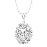 LADIES PENDANT 1 CT ROUND DIAMOND 14K WHITE GOLD