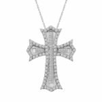 LADIES PENDANT 1 CT ROUND/BAGUETTE DIAMOND 10K YELLOW GOLD