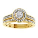 LADIES BRIDAL RING SET 1/4 CT ROUND DIAMOND 14K YELLOW GOLD
