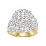 LADIES RING 3.10 CT ROUND/BAGUETTE DIAMOND 10K YELLOW GOLD