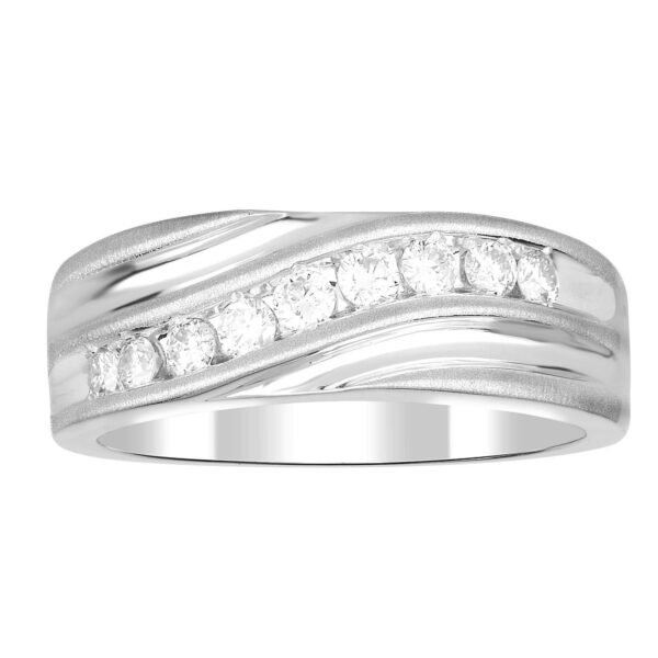 MEN'S RING 1/2 CT ROUND DIAMOND 10K WHITE GOLD