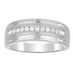MEN'S RING 1/2 CT ROUND DIAMOND 10K WHITE GOLD