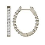 LADIES HOOPS 2 CT ROUND DIAMOND 10K WHITE GOLD